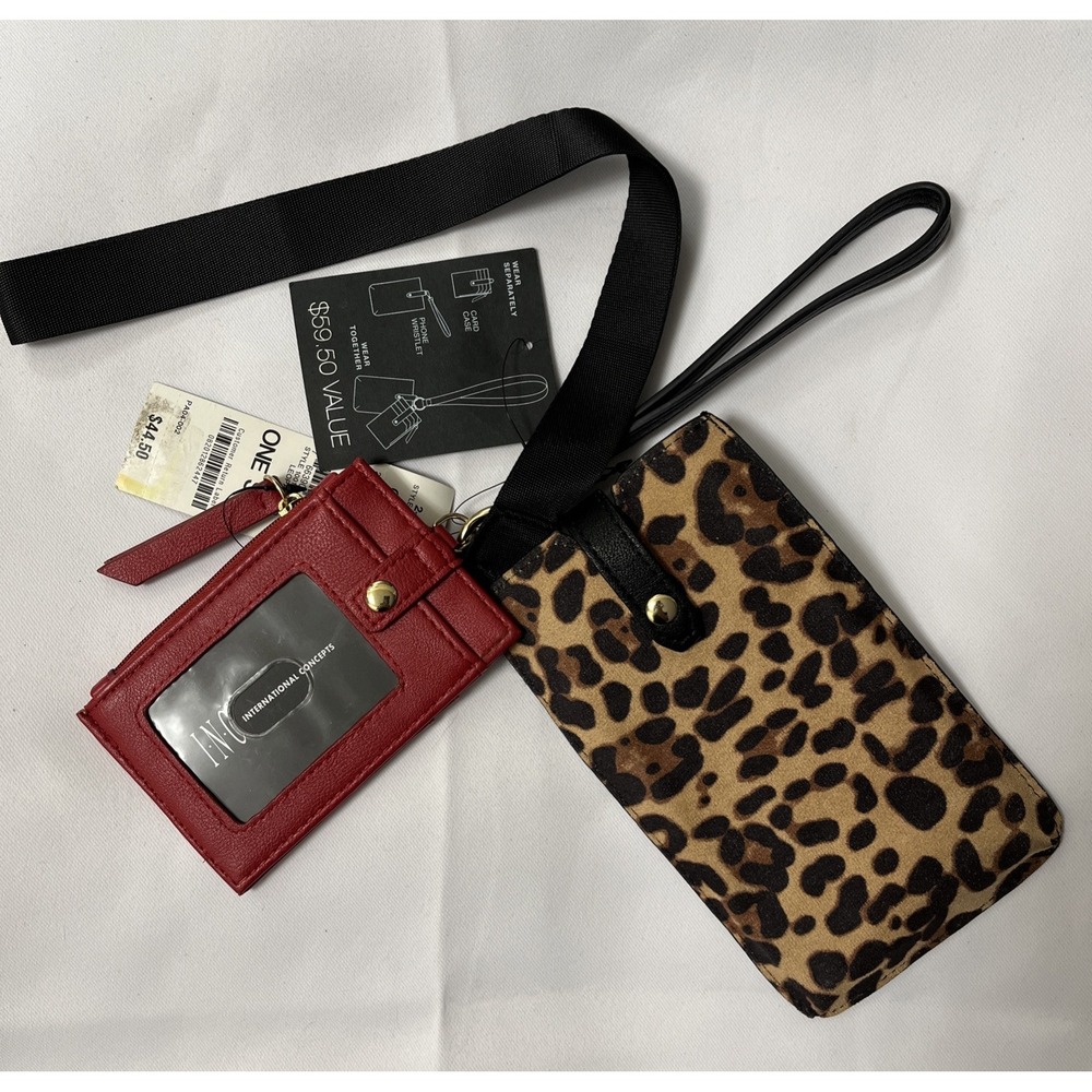 I.N.C. INTERNATIONAL CONCEPTS Ashlii Lanyard Women's One Size Leopard/Red